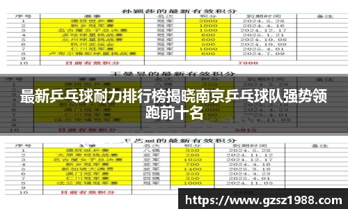 最新乒乓球耐力排行榜揭晓南京乒乓球队强势领跑前十名
