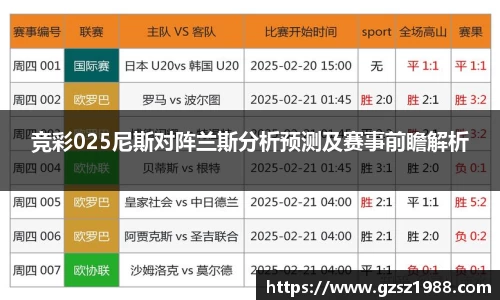 竞彩025尼斯对阵兰斯分析预测及赛事前瞻解析
